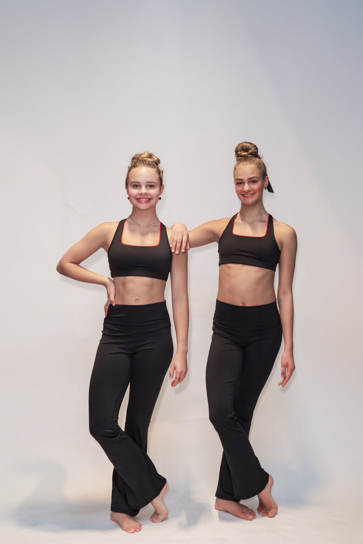 ALDC WORLDWIDE -BLACK WITH RED LOGO & STAR CROP TOP + BELL BOTTOM LEGGINGS SET