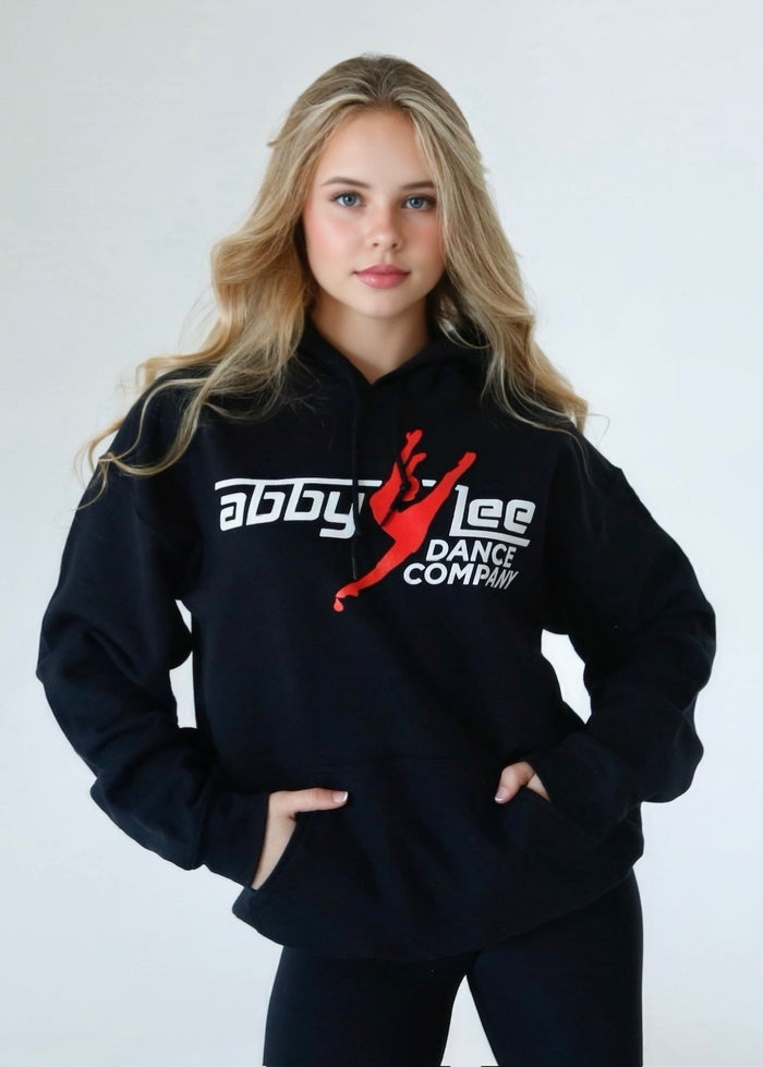 ALDC WORLDWIDE - BLACK HOODIE WITH WHITE AND RED LOGO