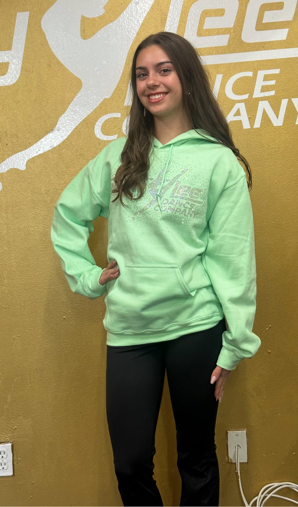ALDC WORLDWIDE -RHINESTONE LIGHT GREEN HOODIE