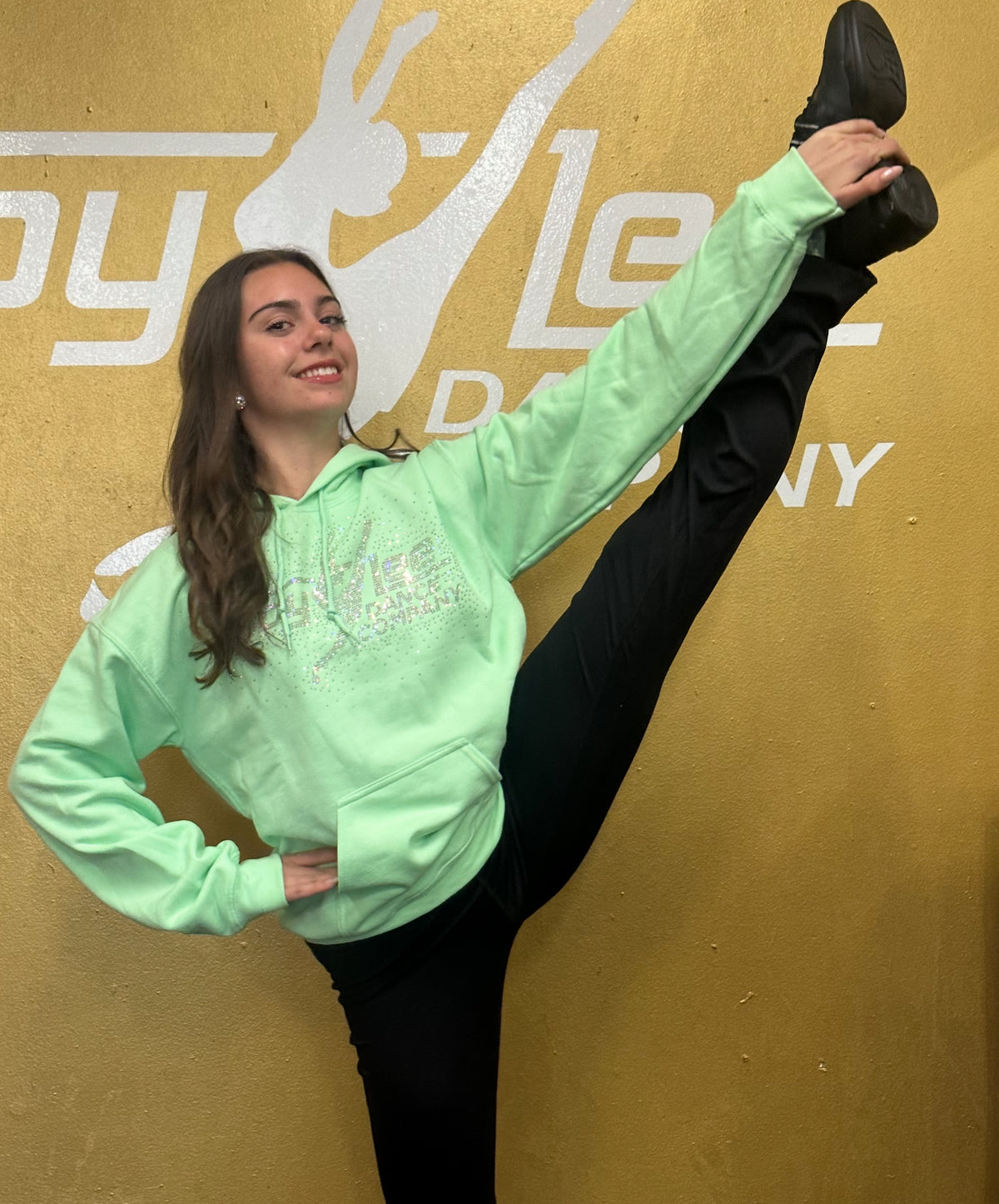ALDC WORLDWIDE -RHINESTONE LIGHT GREEN HOODIE