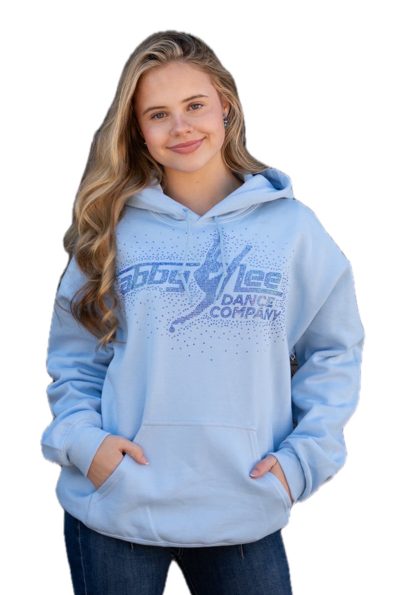 ALDC WORLDWIDE - COOL BLUE RHINESTONE HOODIE – Abby Lee Dance Company