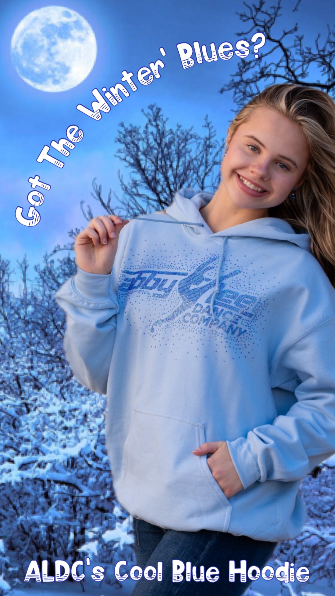 ALDC WORLDWIDE - COOL BLUE RHINESTONE HOODIE