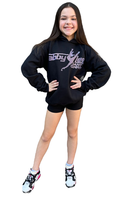 ALDC-NEW Rhinestone Black Hoodie with Pink Logo
