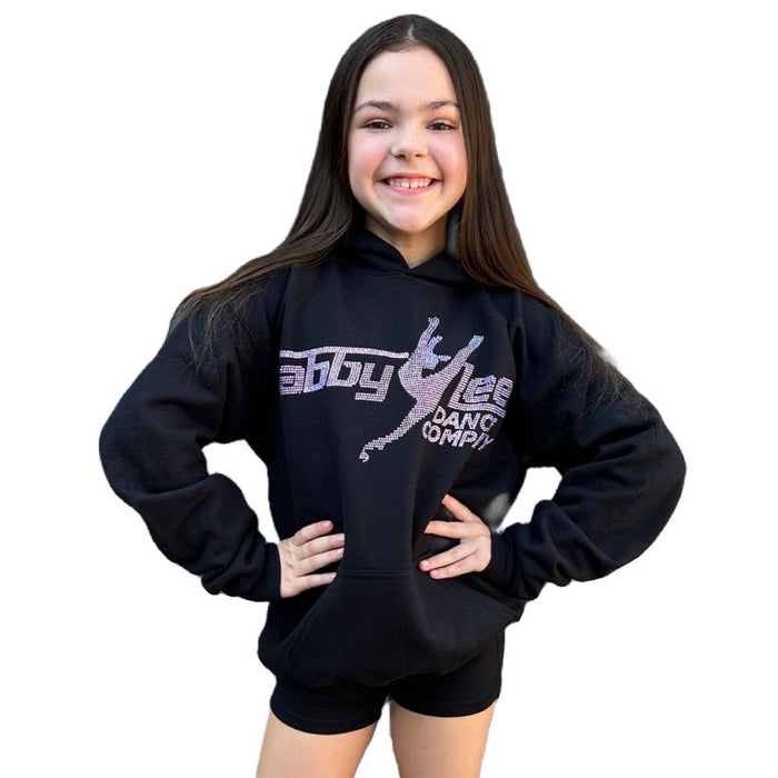 ALDC-NEW Rhinestone Black Hoodie with Pink Logo