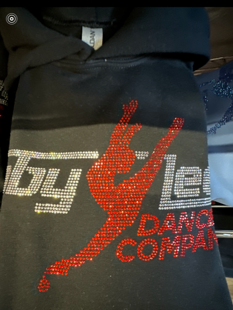 ALDC WORLDWIDE - BLACK HOODIE WITH CRYSTAL AND RED RHINESTONE