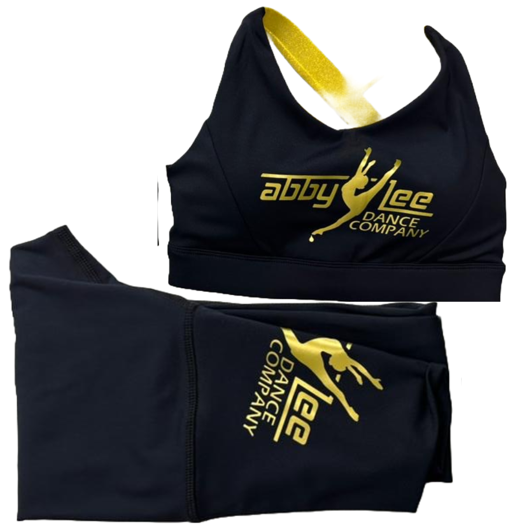 ALDC WORLDWIDE - SPORTS BRA + LEGGING SET IN GOLD AND BLACK