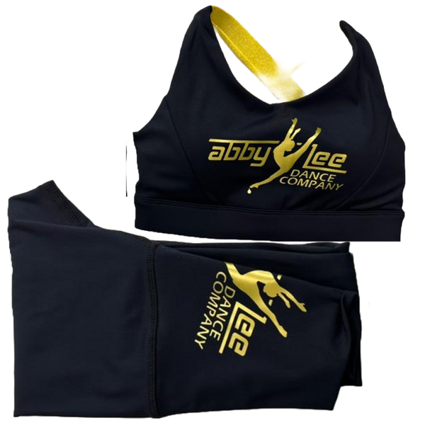 ALDC WORLDWIDE - SPORTS BRA + LEGGING SET IN GOLD AND BLACK