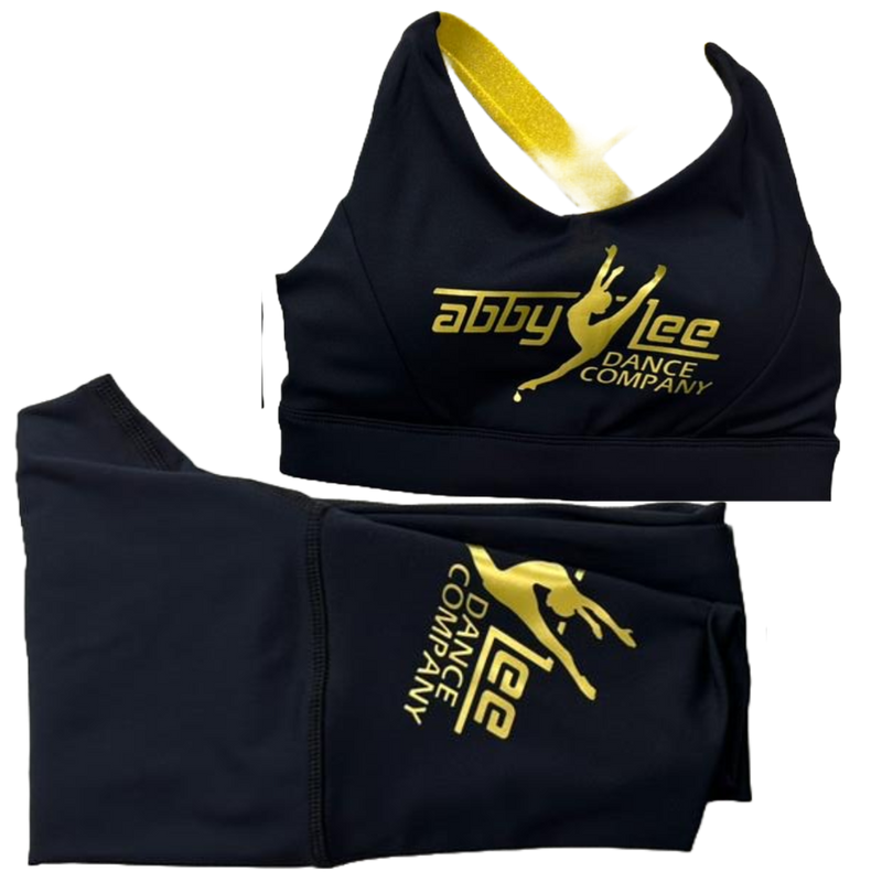 ALDC WORLDWIDE - SPORTS BRA + LEGGING SET IN GOLD AND BLACK